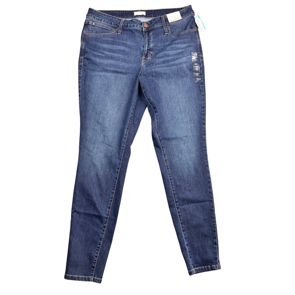 Maurices Everflex Super Skinny High Rise Jeans 18W Long Med Wash Stretch Denim